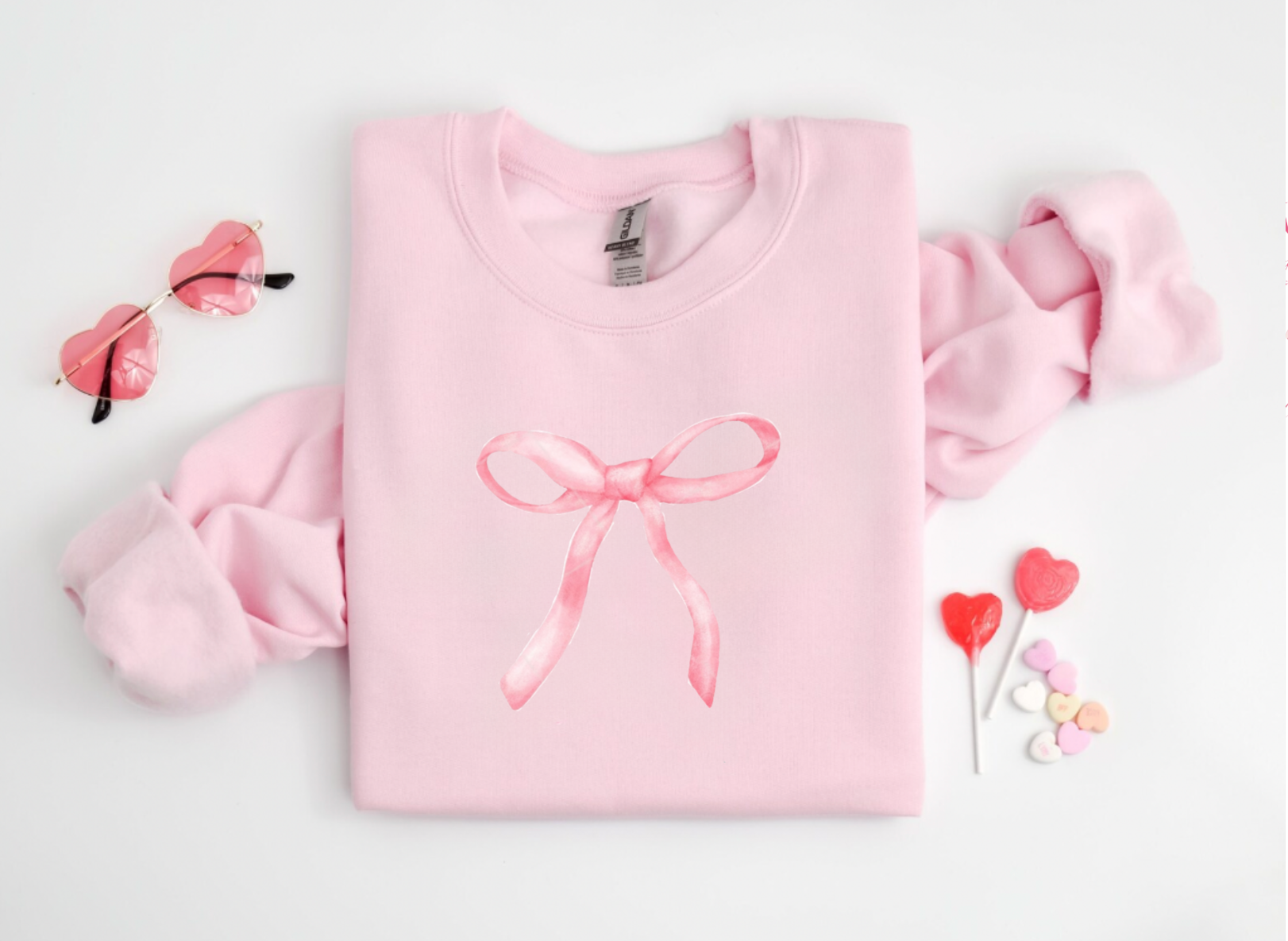 Coquette Pink Bow Valentine's Day Pink Crewneck