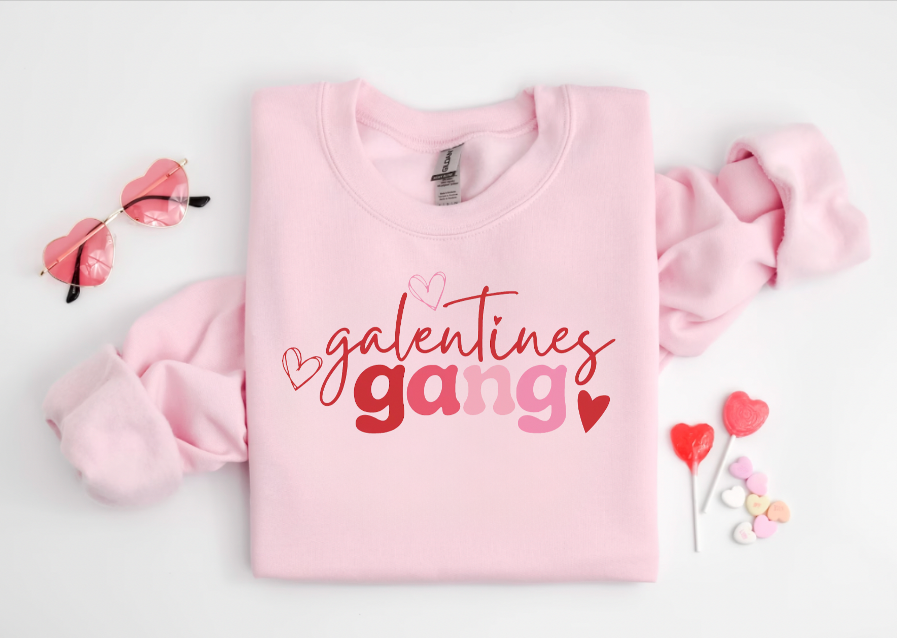 Galentine's Gang Pink Valentine Pink Crewneck