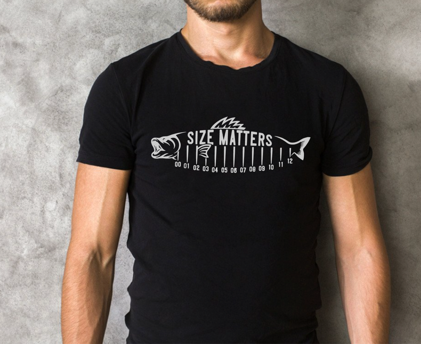 Size Matters Funny Fishing Black T-Shirt