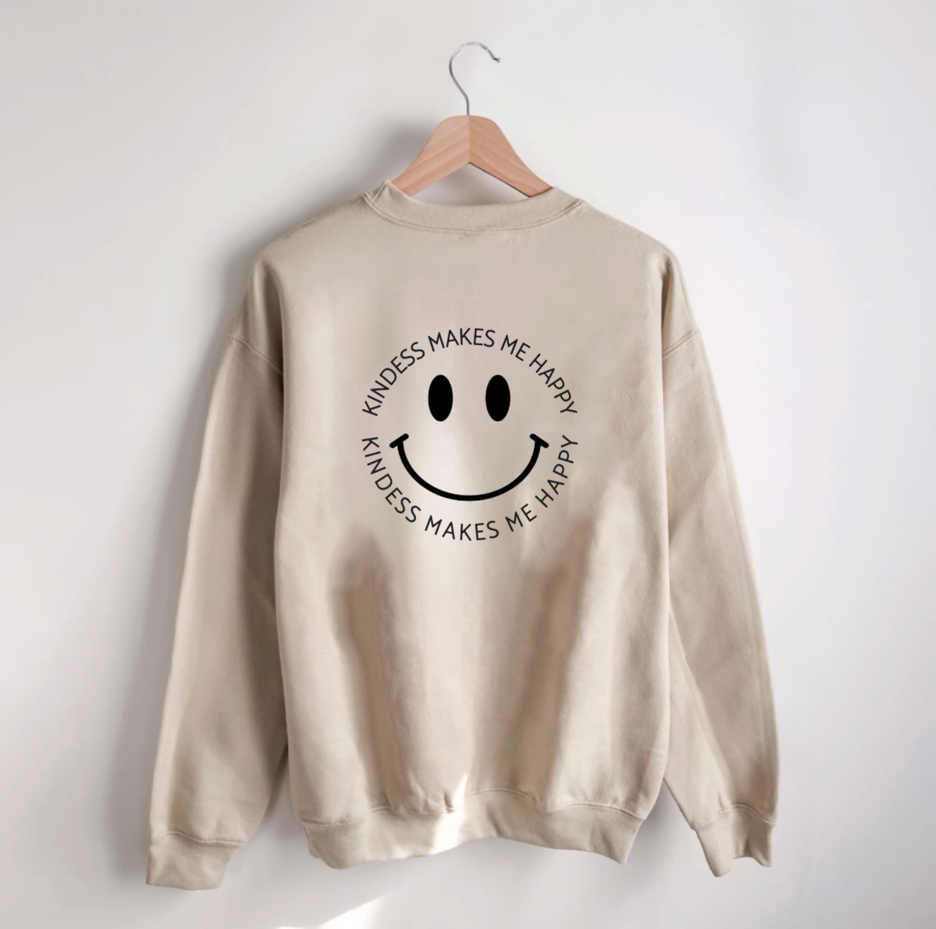 Kindness Makes Me Happy Tan Crewneck