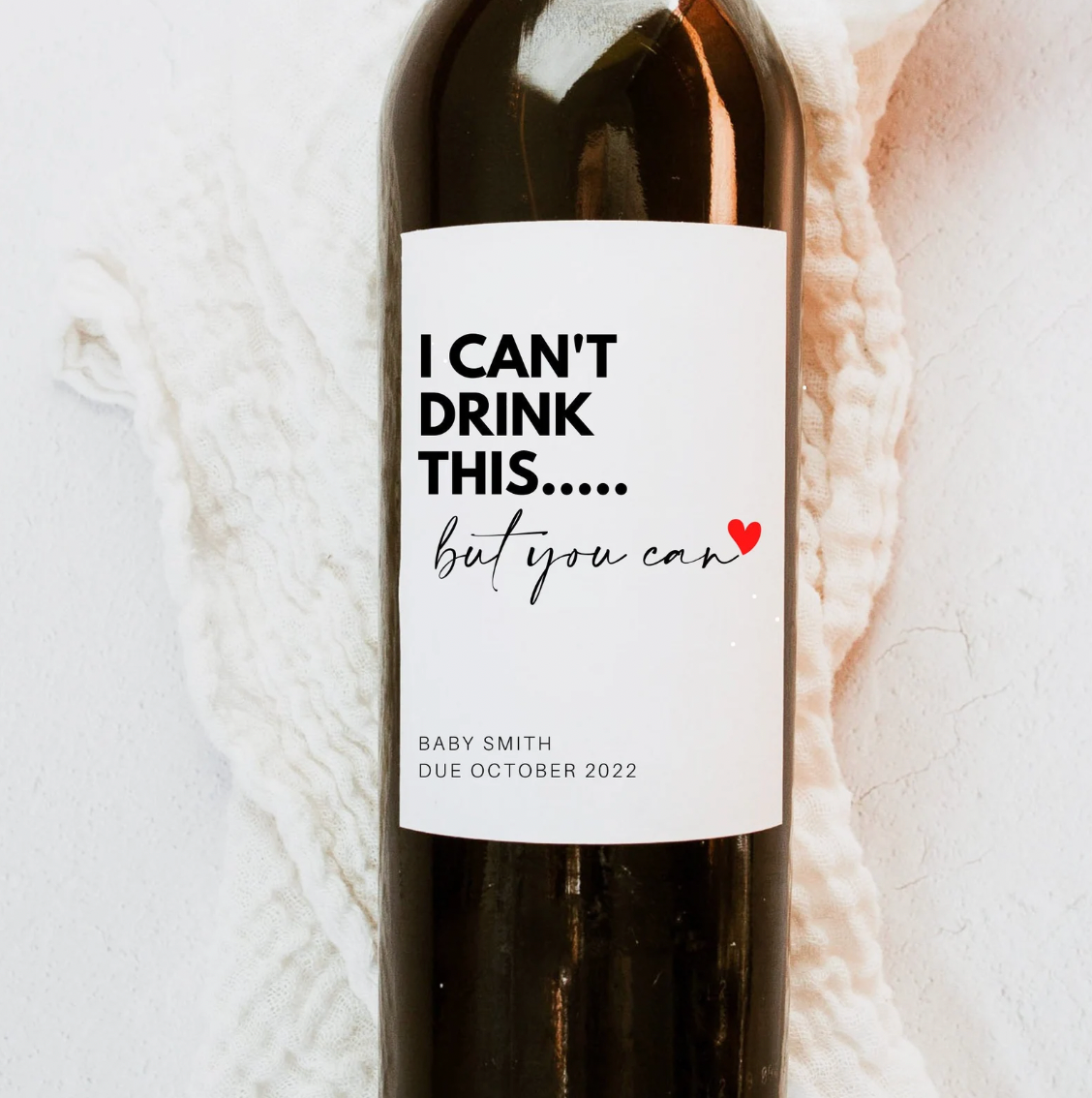 Personalized Pregnancy Announcement Wine Bottle Label
