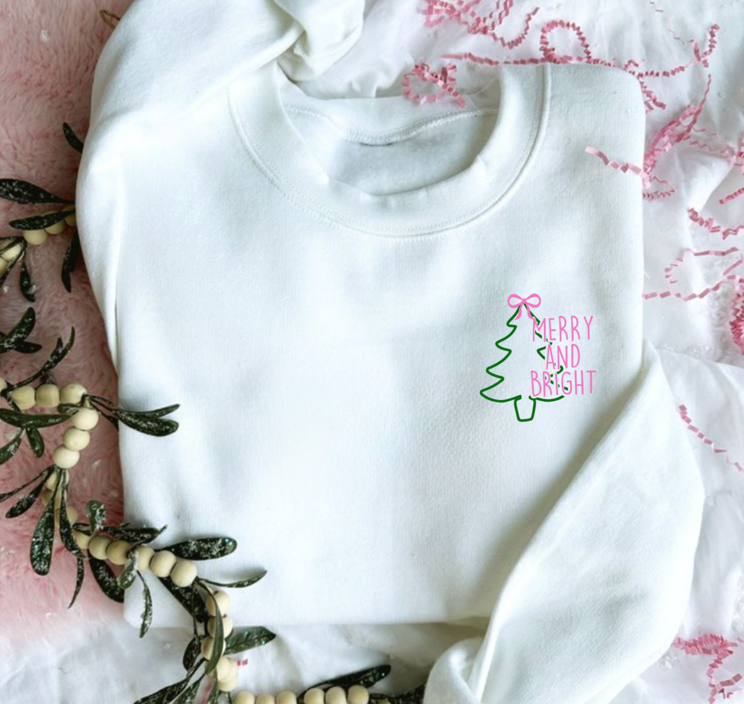 Merry and Bright White Christmas Crewneck
