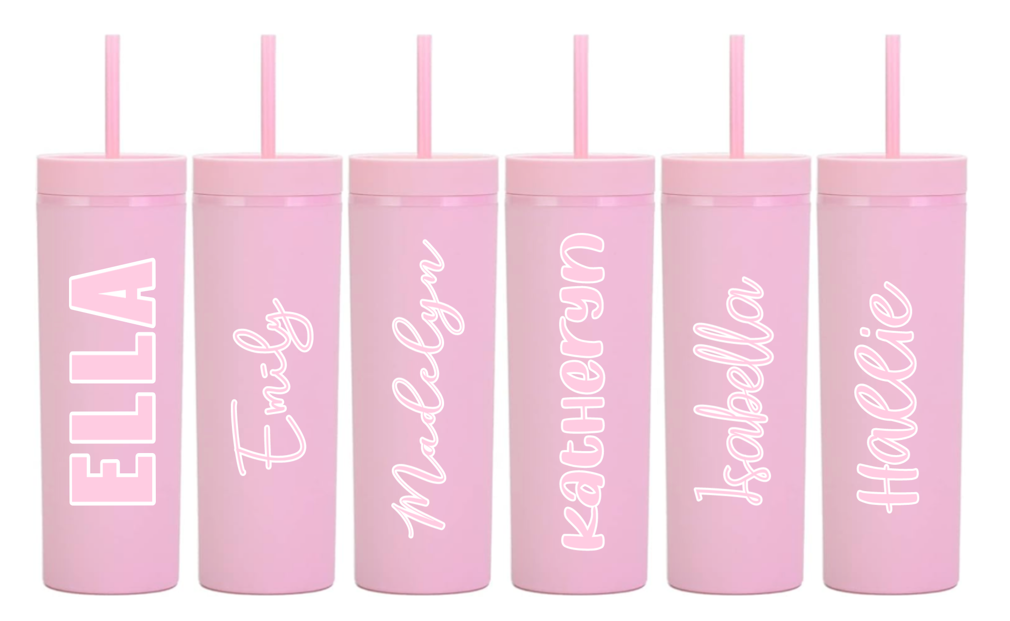 Personalized Matte Pink Acrylic Tumbler Water Bottles
