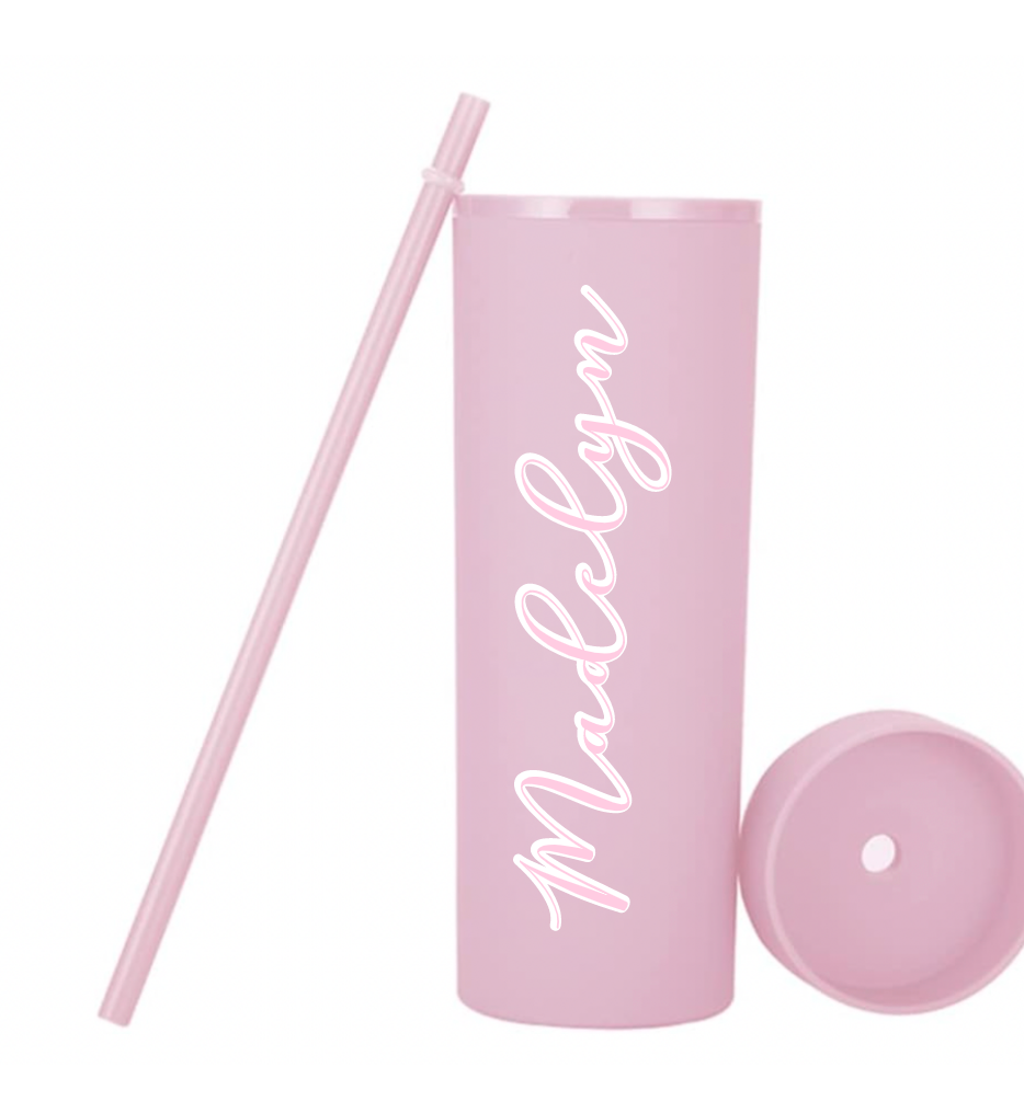 Personalized Matte Pink Acrylic Tumbler Water Bottles