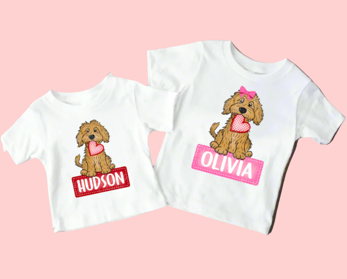 Personalized Valentine's Day Golden Doodle Dog Valentine T-Shirt