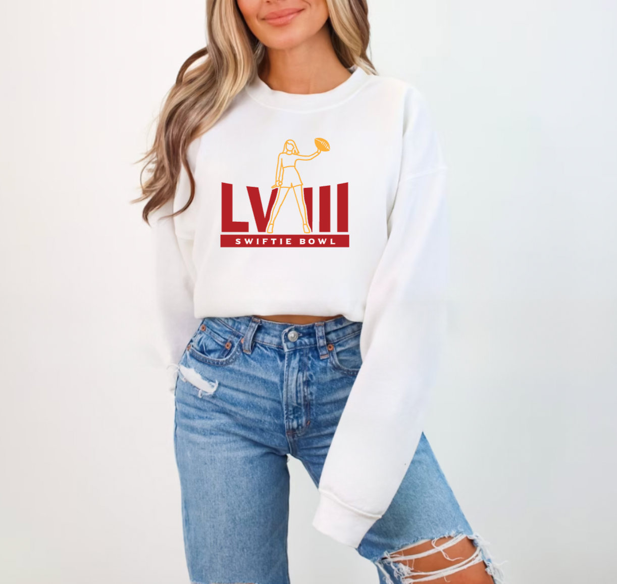 Swiftie Bowl Football White Crewneck