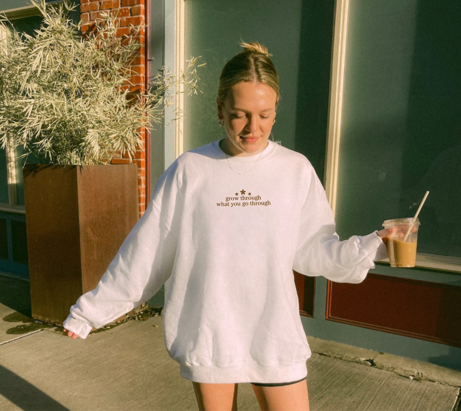 Grow Through What You Go Through White Crewneck