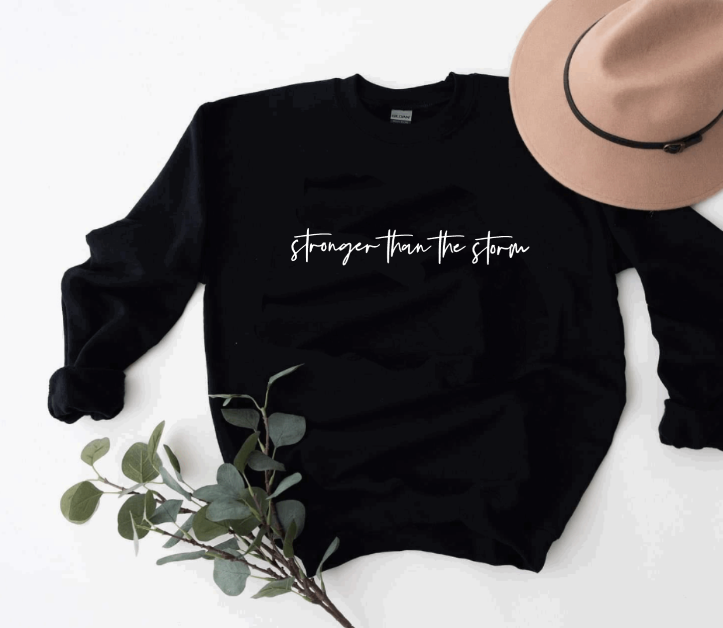 Stronger Than The Storm Black Crewneck