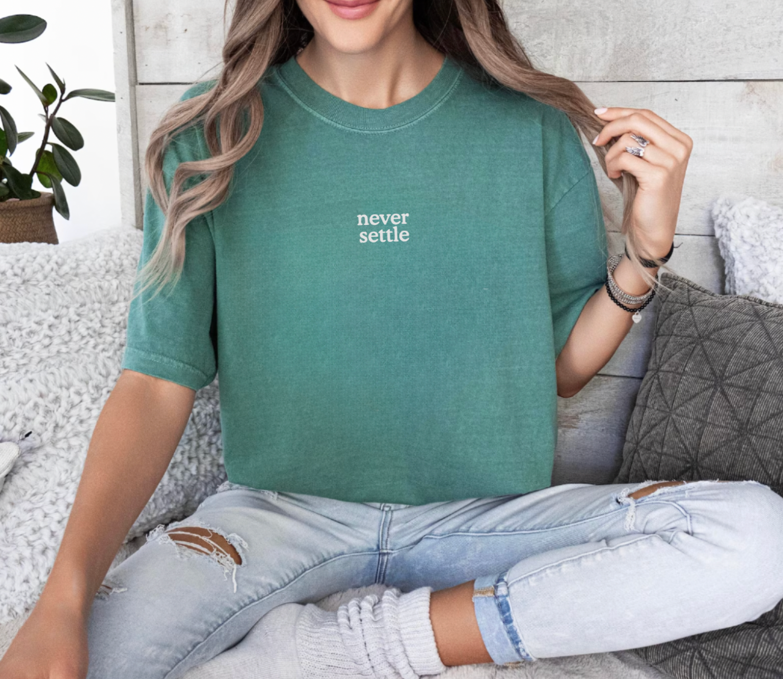 Never Settle Blue Spruce T-Shirt
