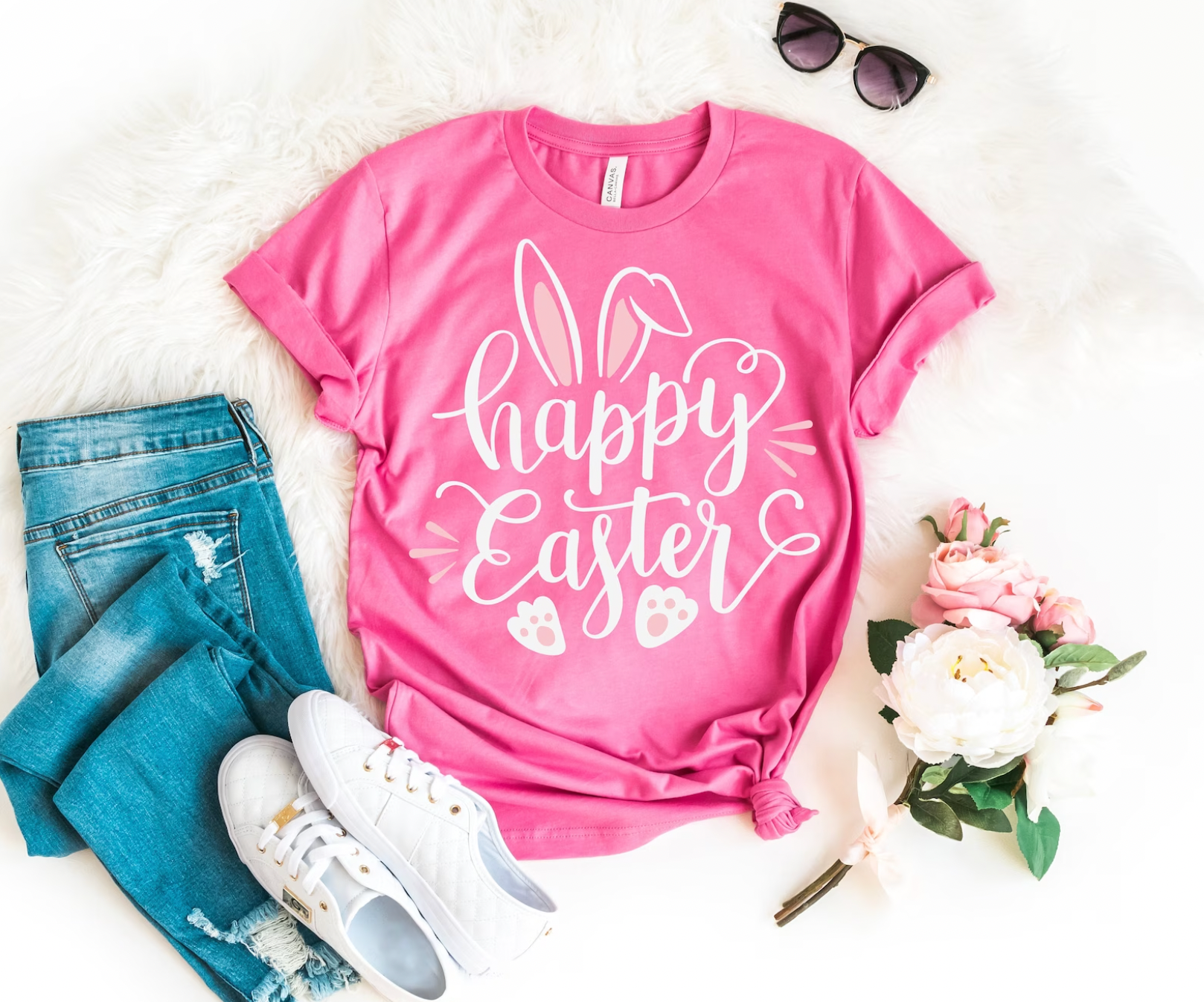 Happy Easter Hot Pink Easter Tee