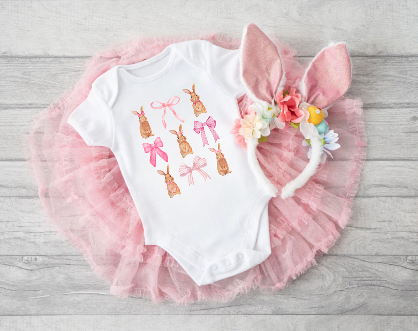 Easter Bunny Bow Tee for Kids