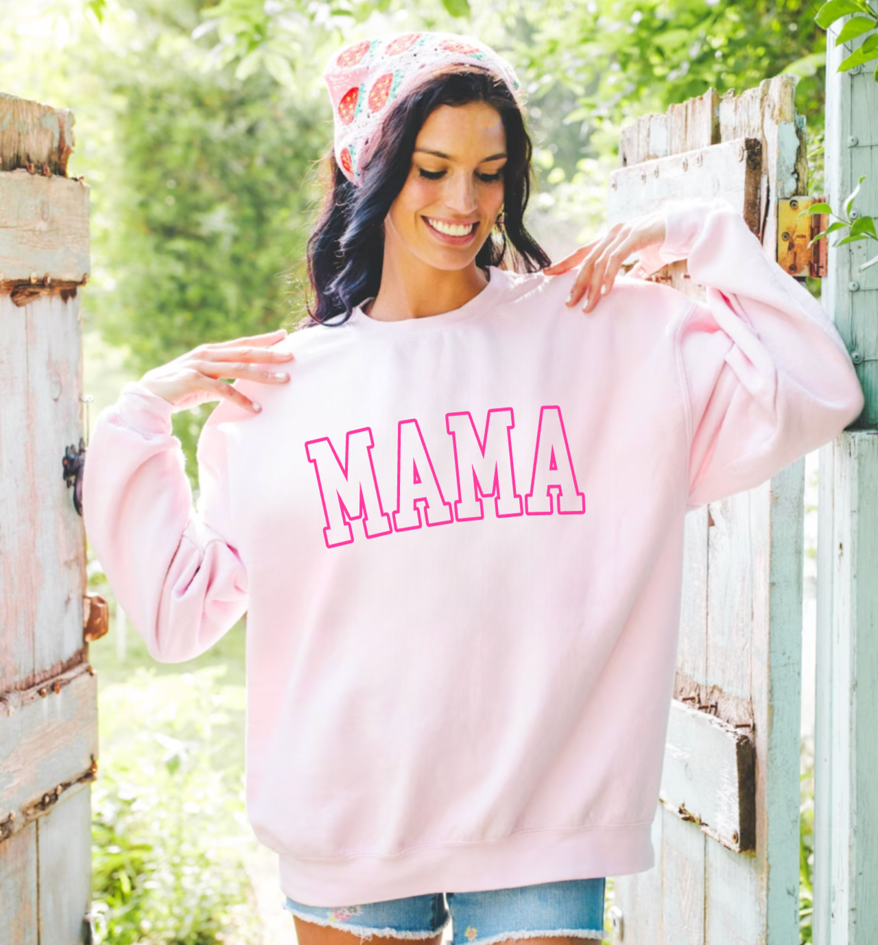 Mama Light Pink and Bright Pink Crewneck