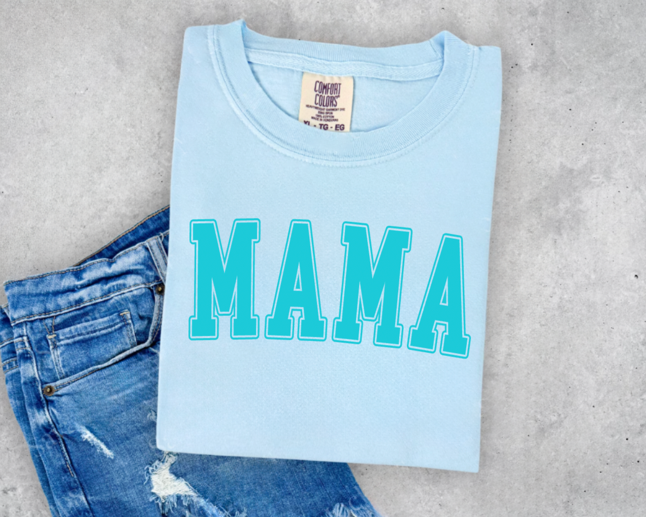 MAMA Light Blue Retro T-Shirt
