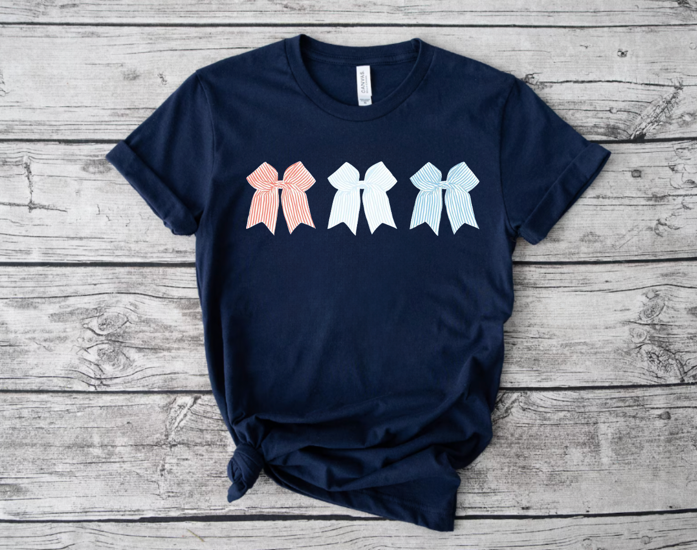 Fourth of July Bows Navy T-Shirt
