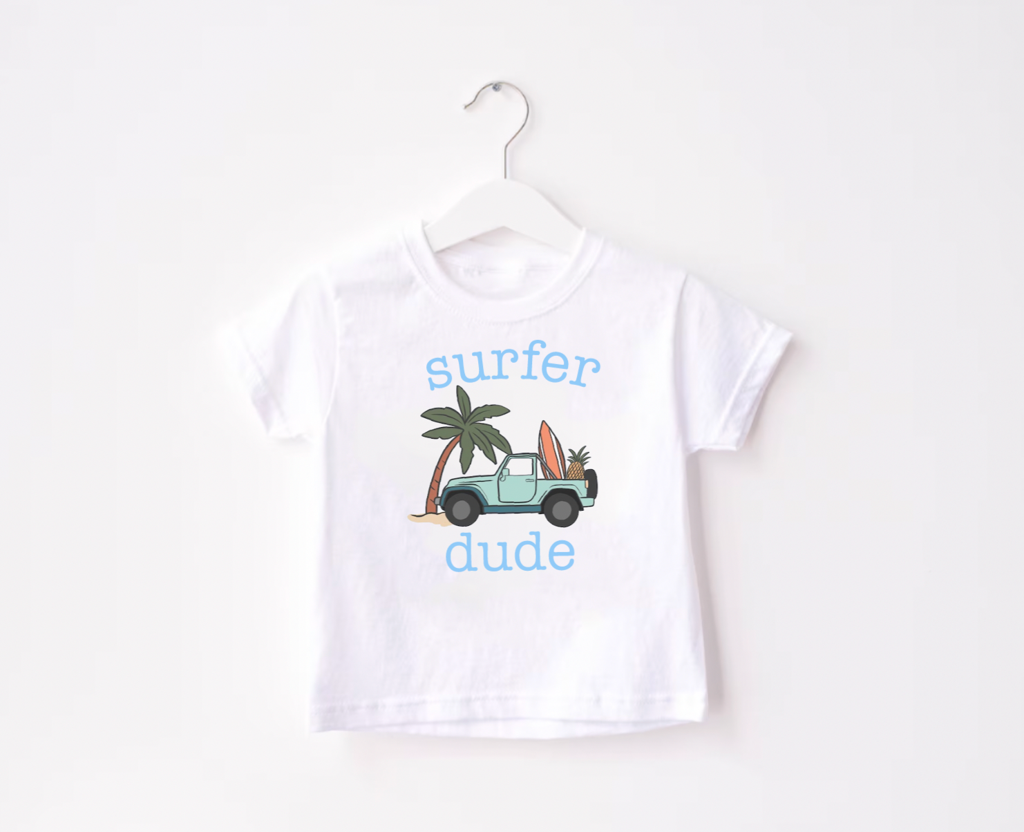 Surfer Dude Kids White T-Shirt