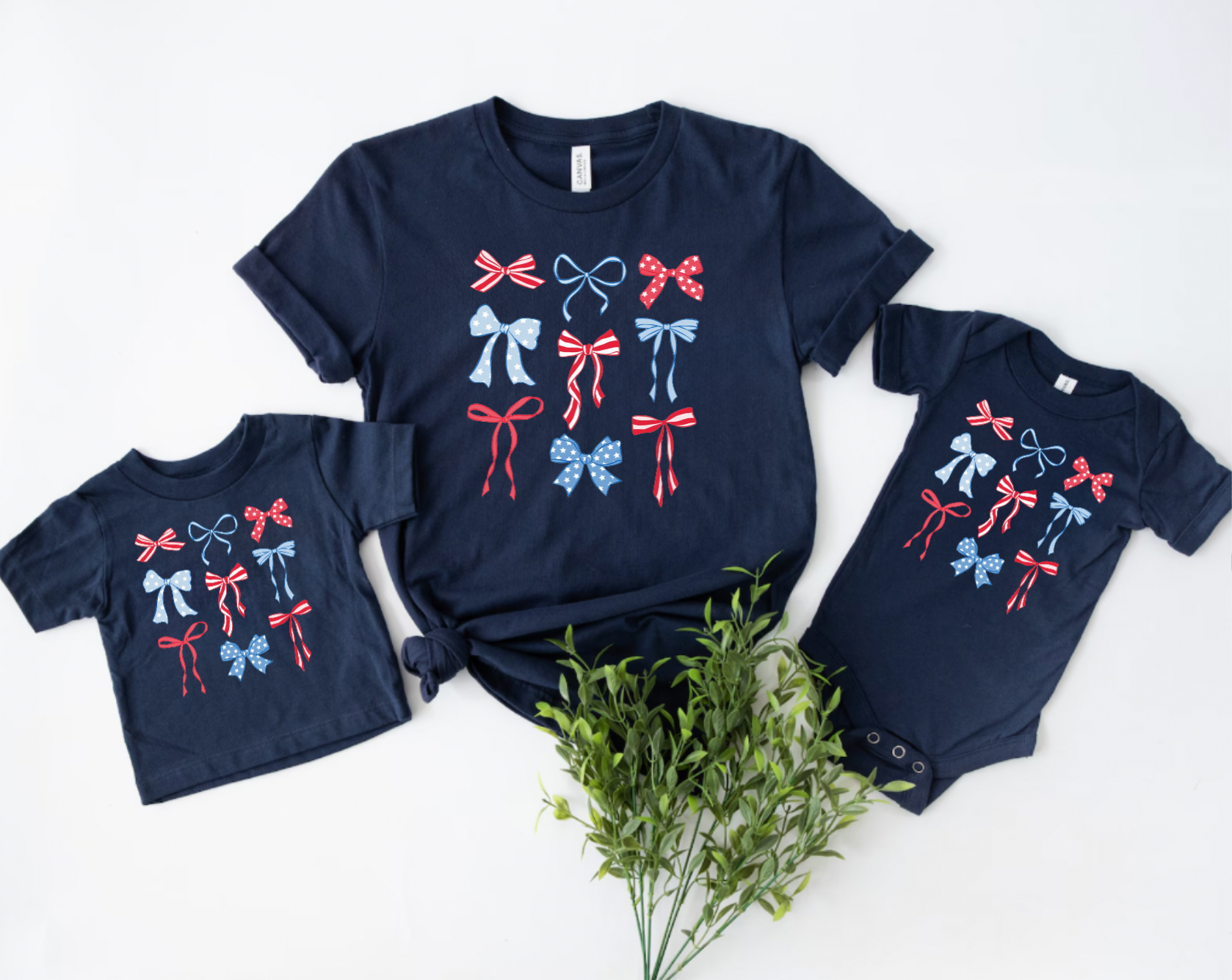 Fourth of July Bow Matching Mommy and Me T-Shirts