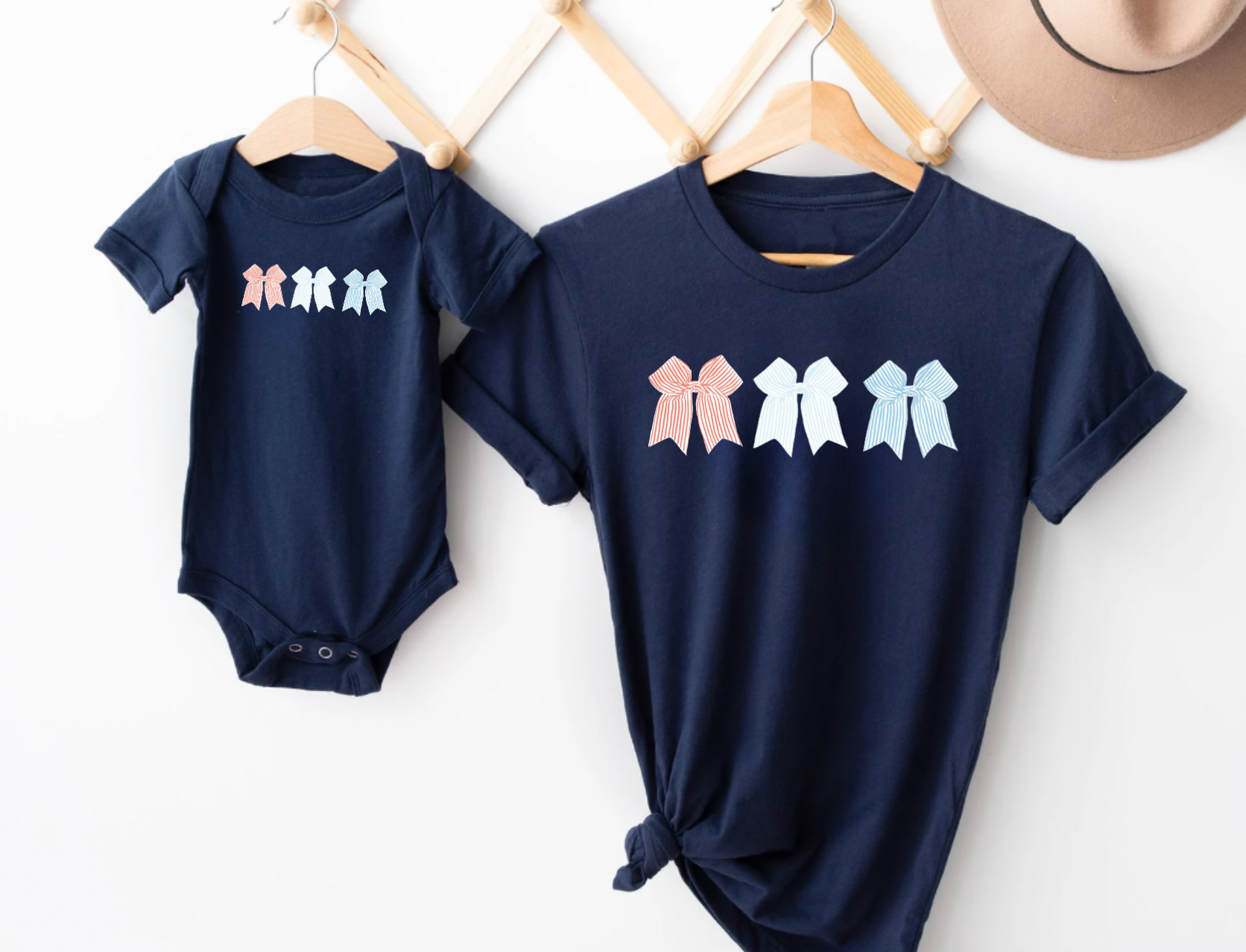 Fourth of July Bow Matching Mommy and Me T-Shirts