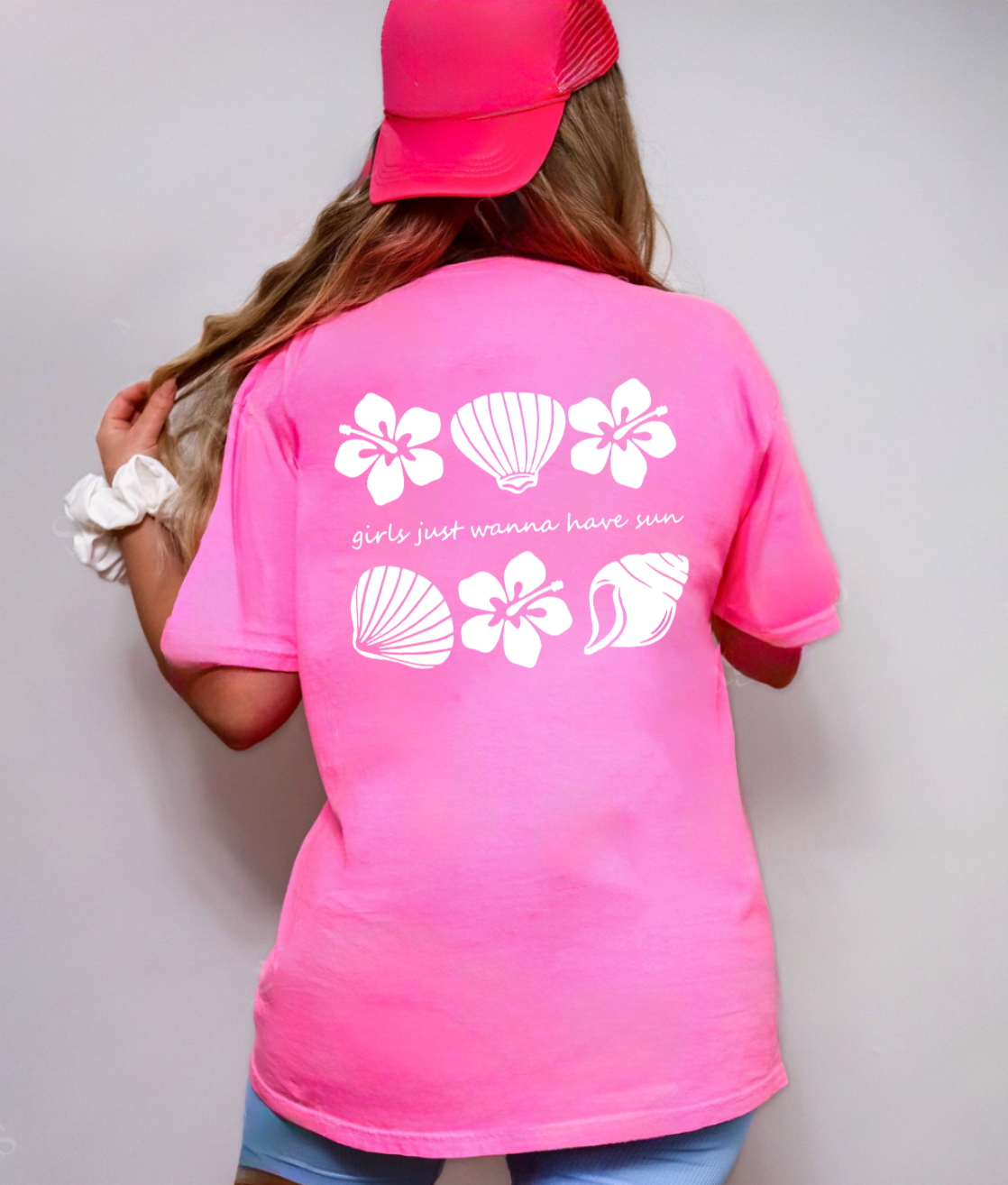 Girls Just Wanna Have Sun – Oversized Neon Pink Summer T-Shirt | Bold & Beachy Graphic Tee for Women