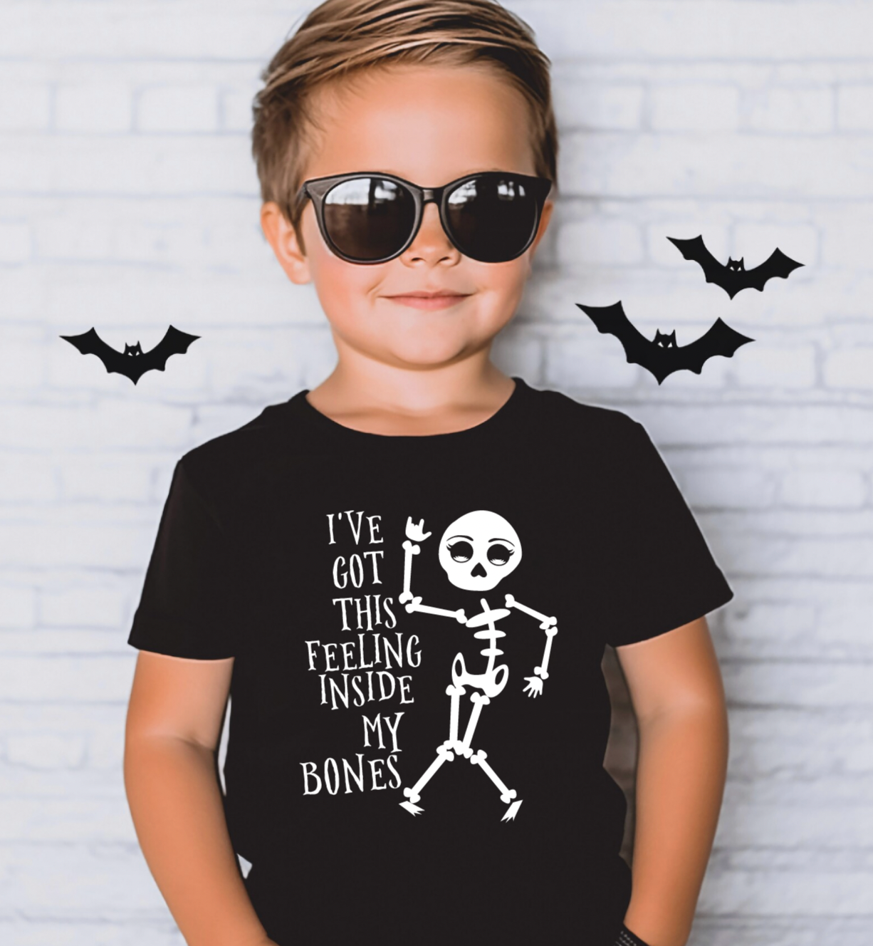 I've Got This Feeling Inside My Bones Halloween Black Shirt for Toddlers
