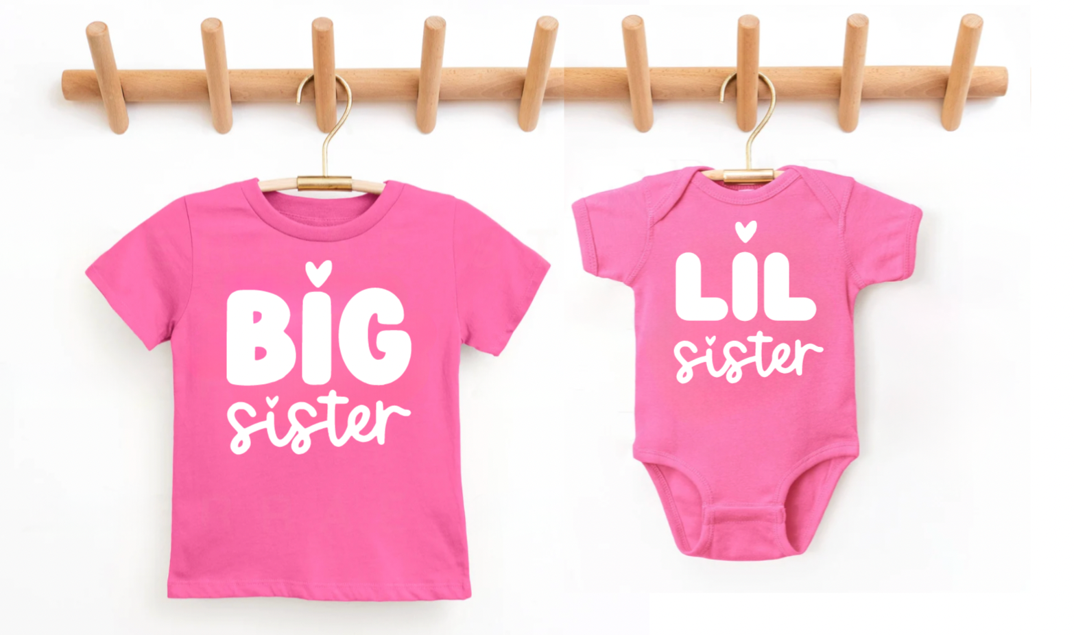 Big Sis Little Sis Pink Matching Hot Pink Shirts for Sisters