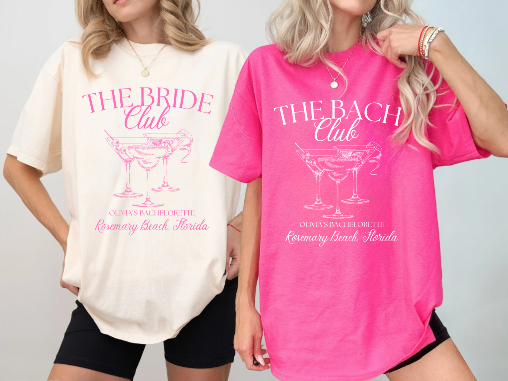 The Bach Club/Bride Club Personalized Pink Bachelorette Shirts
