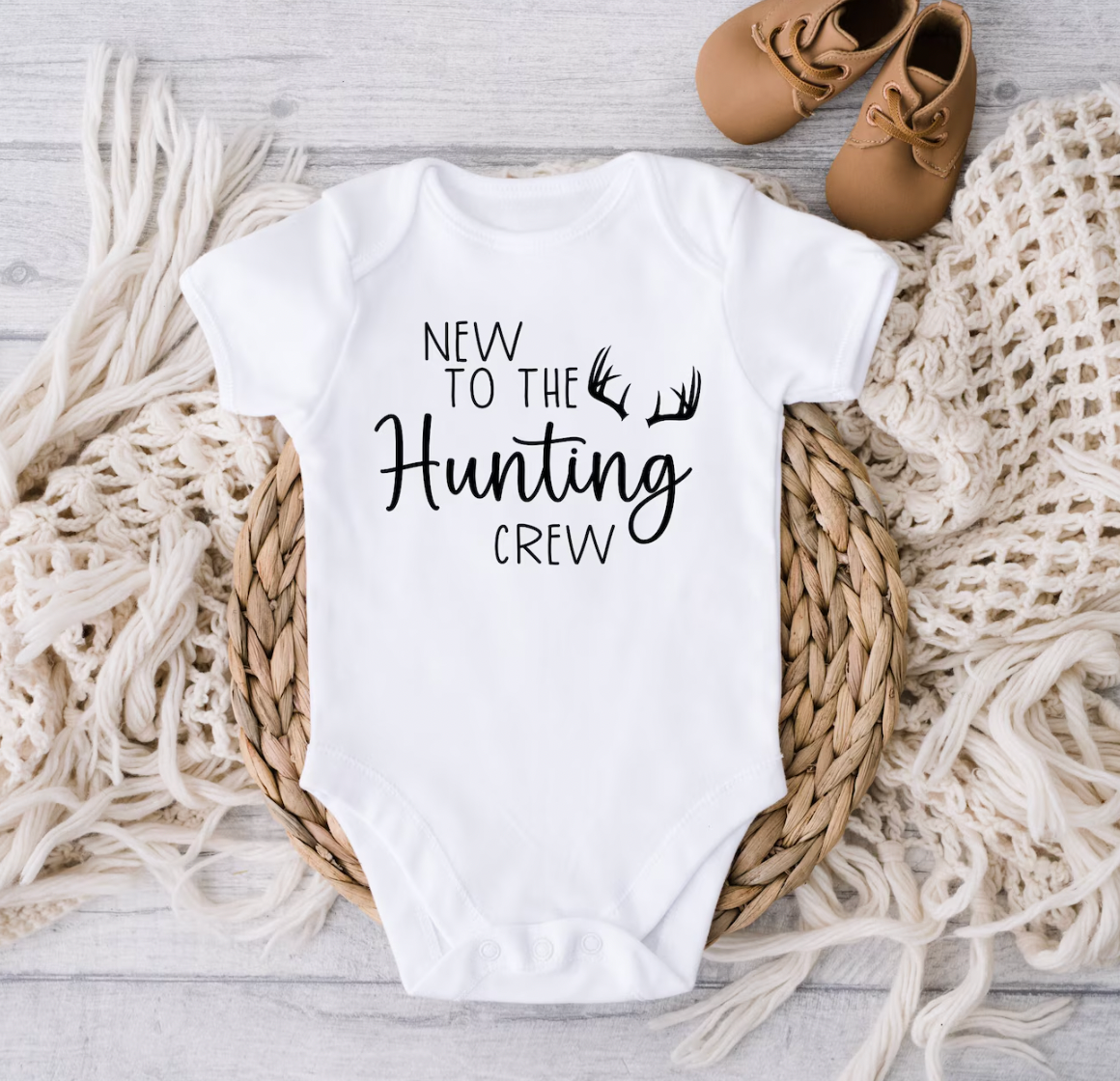 New To The Hunting Crew Pregnancy Announcement Bodysuit