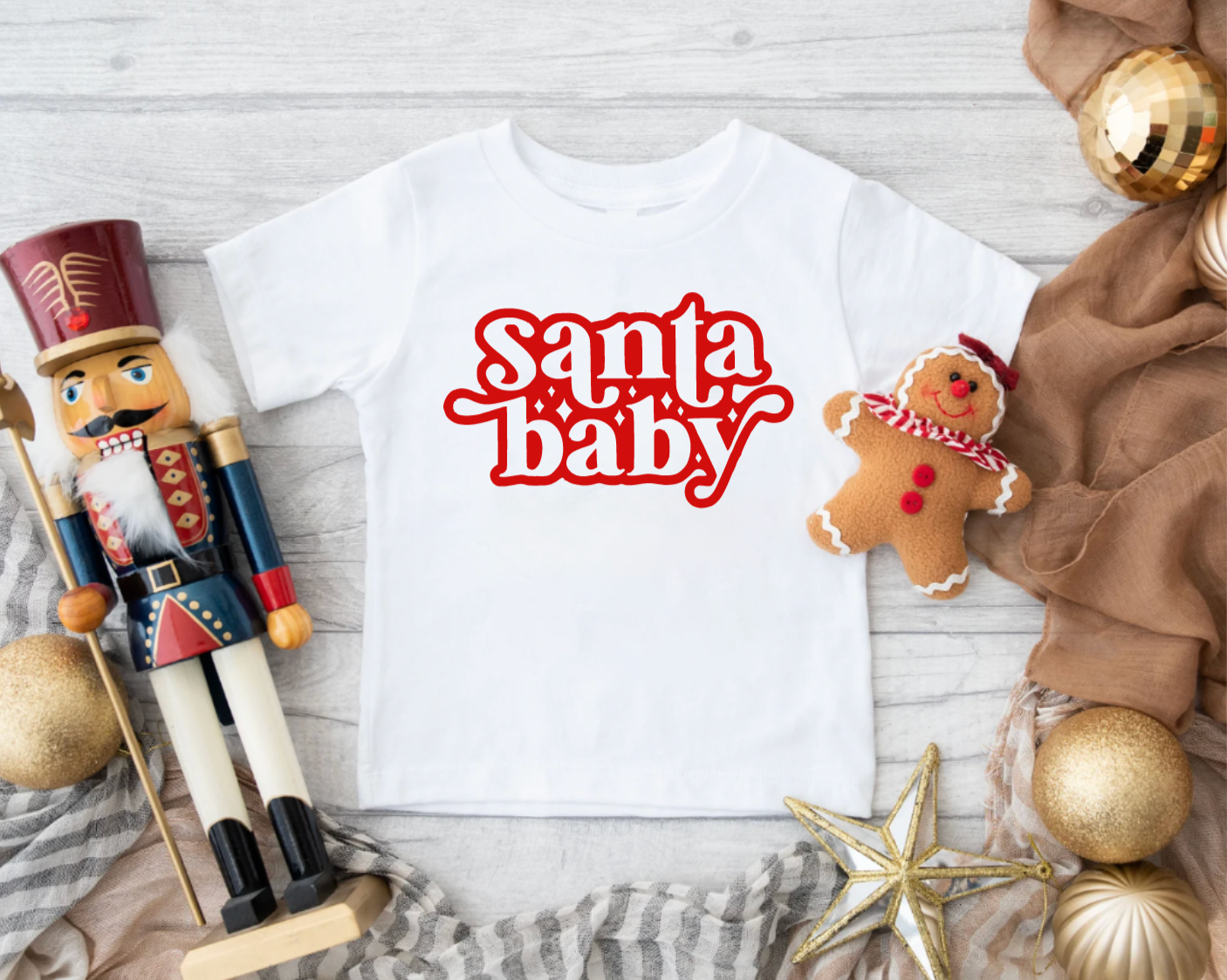 Santa Baby Christmas White Bodysuit for Toddlers