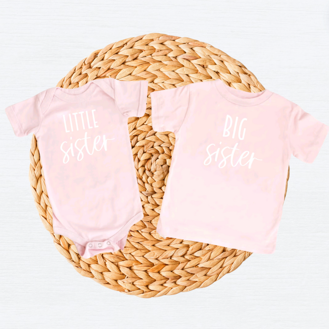 Big Sis Little Sis Pink Matching Light Pink Shirts for Sisters