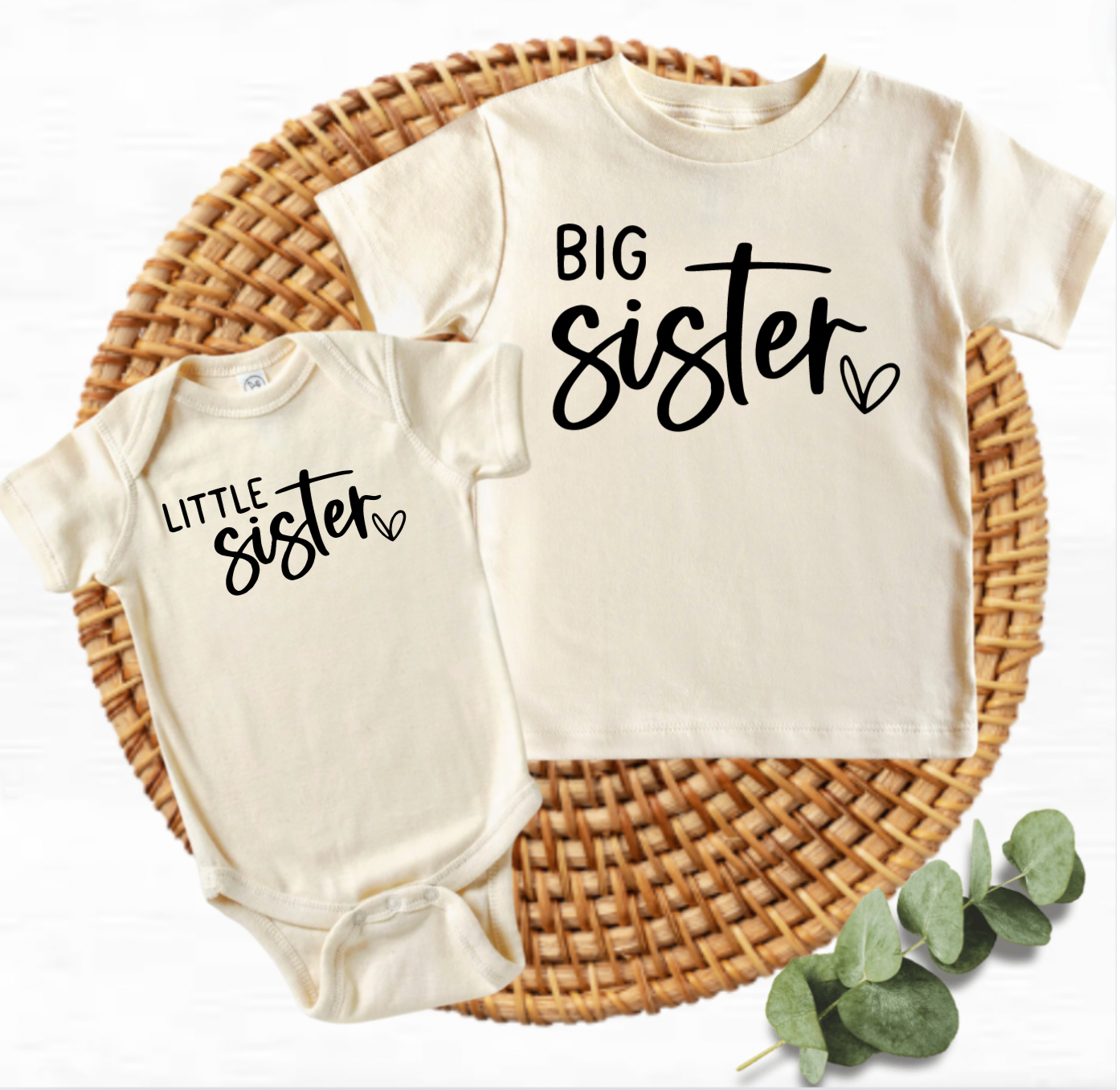 Big Sister Little Sister Matching Natural Shirts for Sister