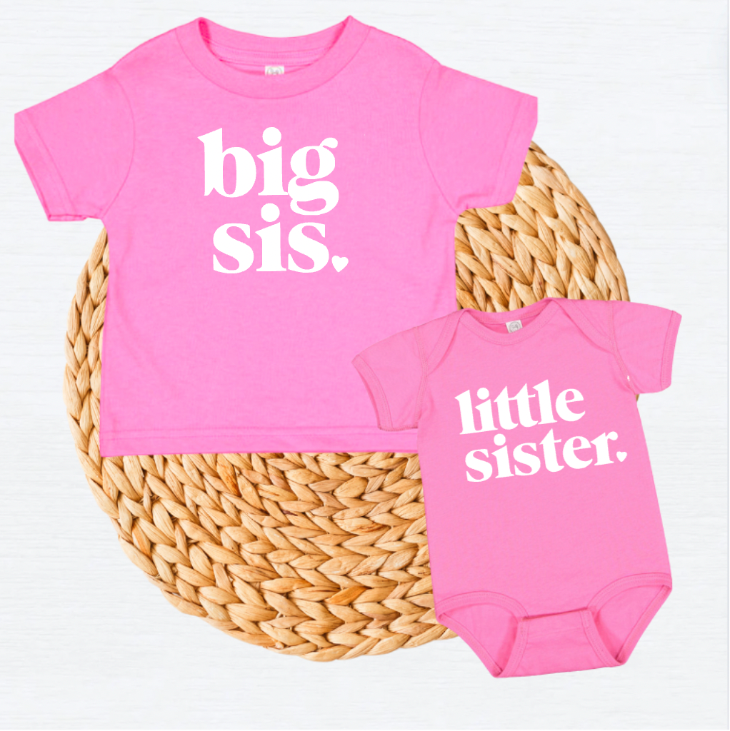 Personalized Big Sister Little Sister Matching Light Pink Shirts for Sister