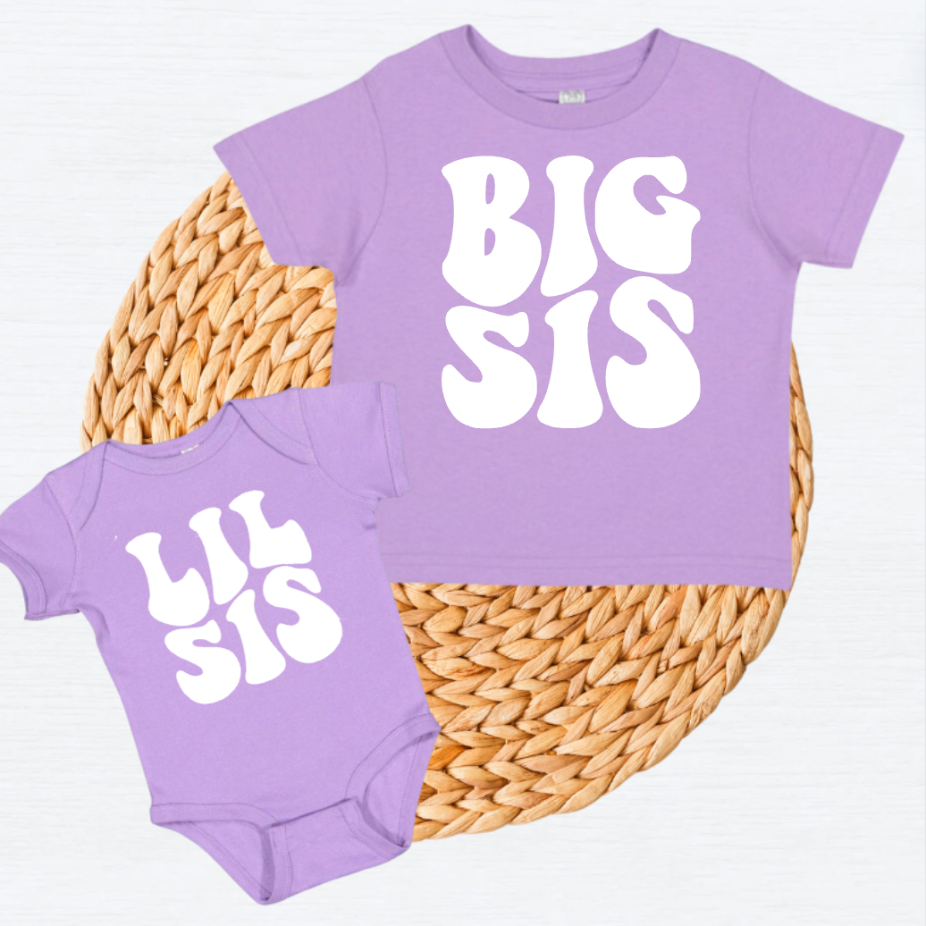 Personalized Big Sister Little Sister Matching Lavender Shirts for Sister