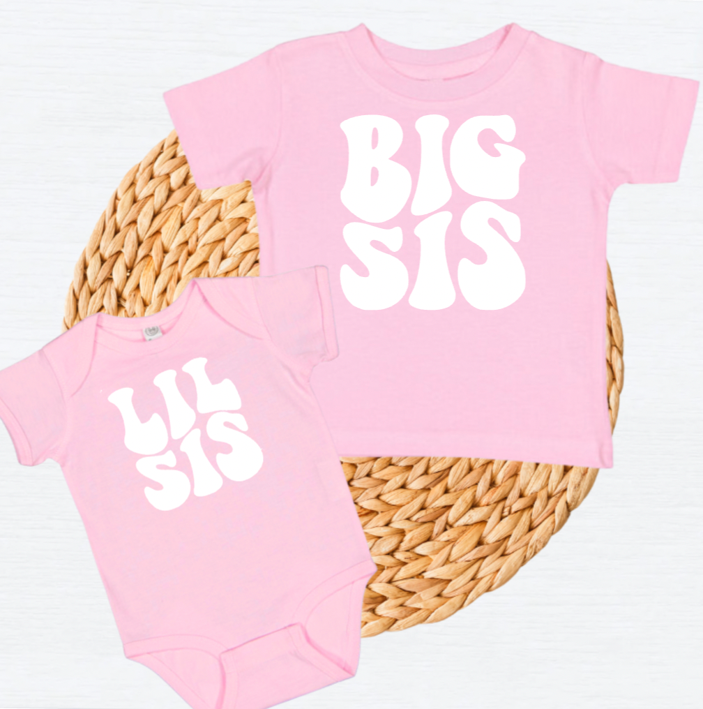 Personalized Big Sister Little Sister Matching Light Pink Shirts for Sister