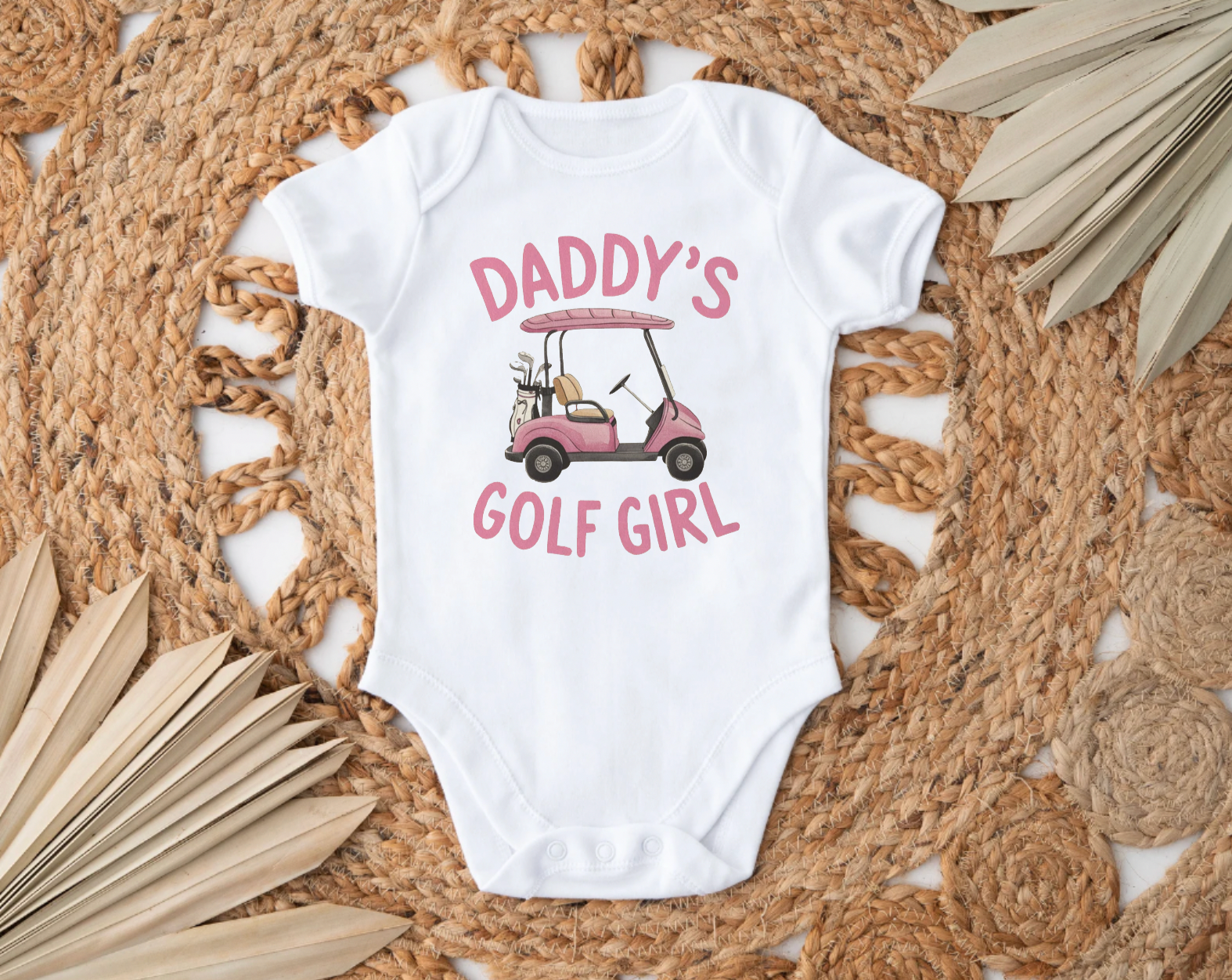 Daddy's Golf Girl White Short Sleeve Bodysuit