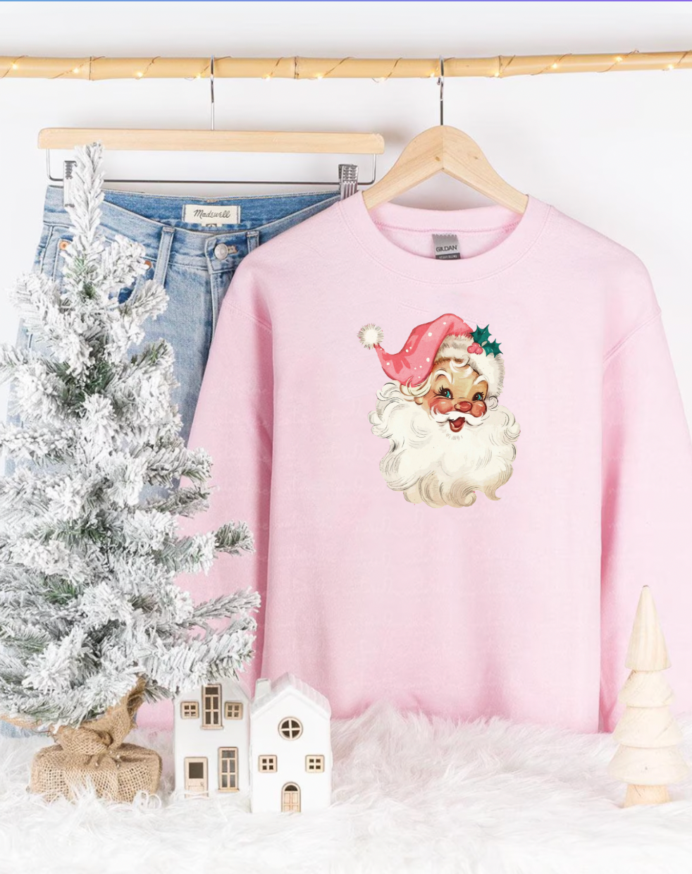 Pink Vintage Santa Christmas Crewneck