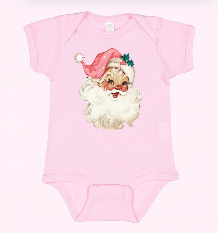 Pink Santa Christmas Bodysuit for Babies
