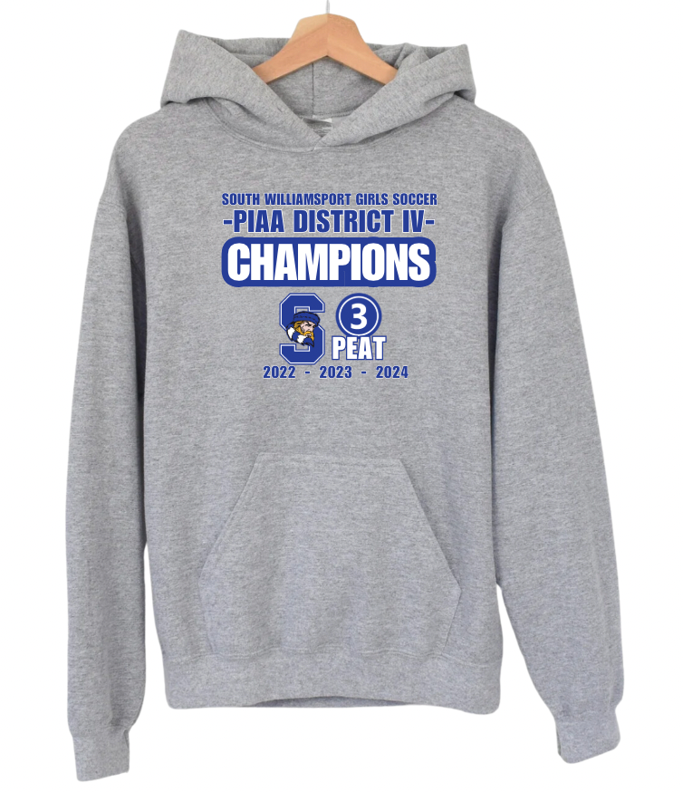 South Williamsport Girls Soccer District Champs Grey Hooded Sweatshirt