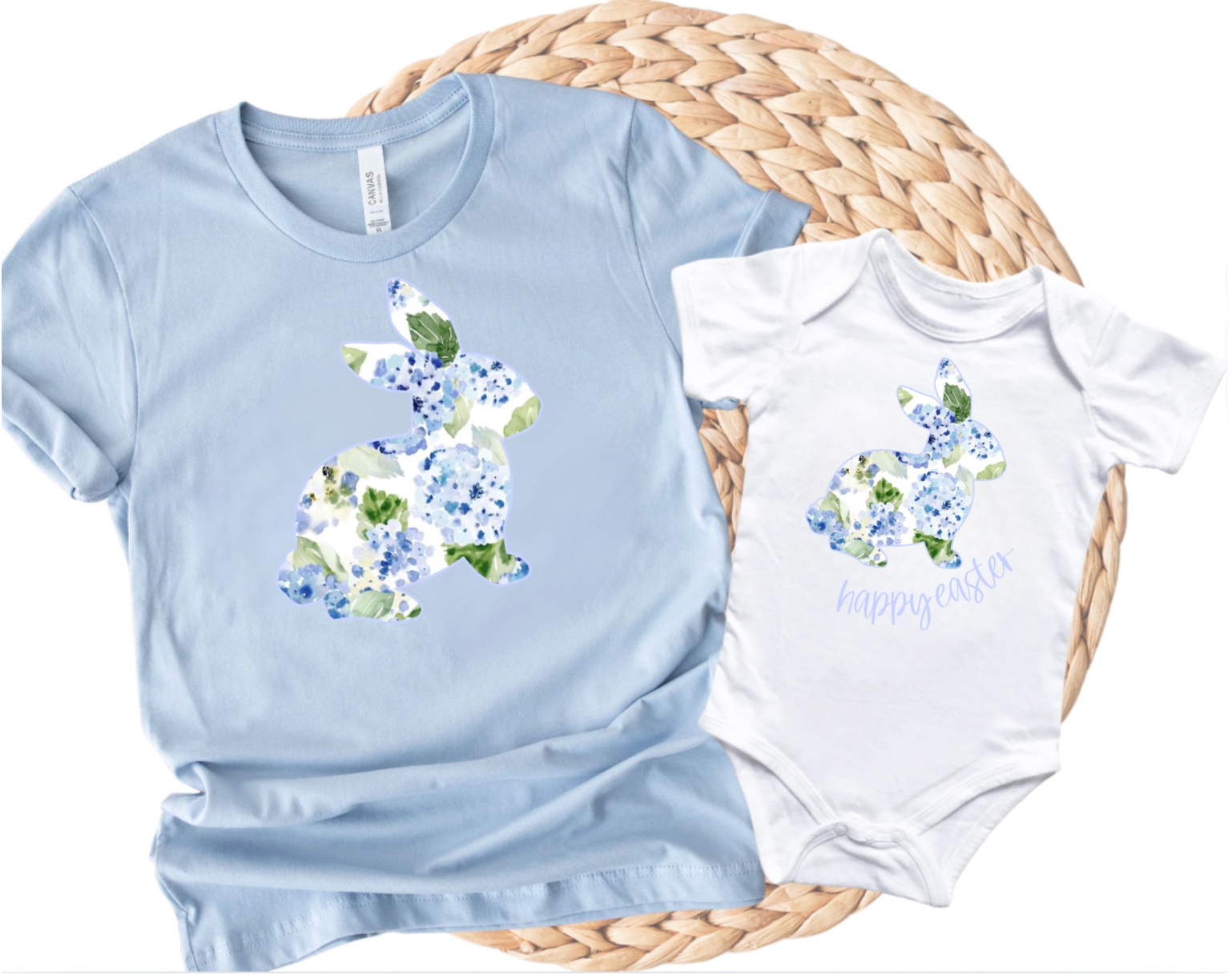 Mommy and Me Spring Floral Light Blue Easter Matching Shirts