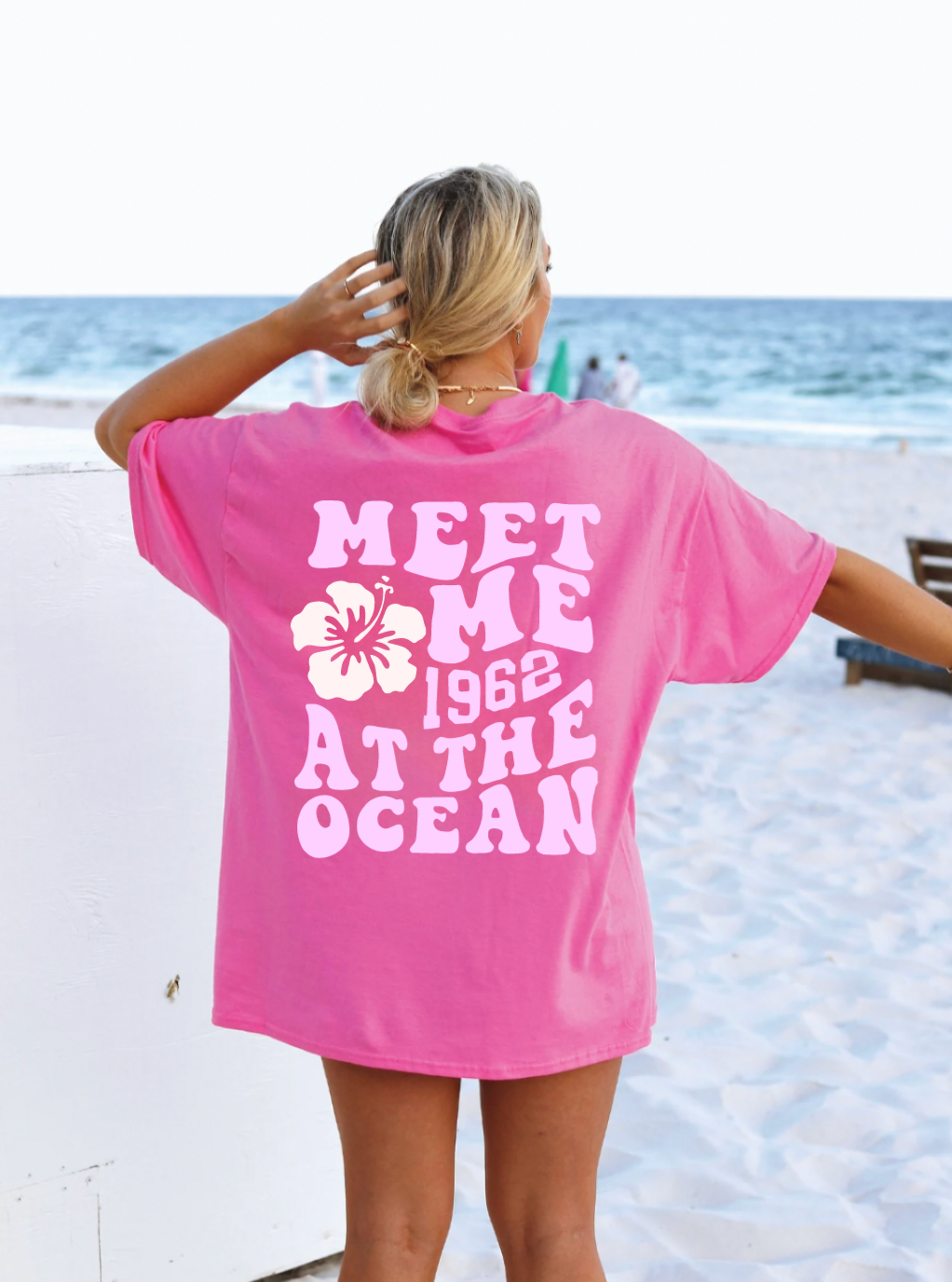 Meet Me At The Ocean Oversized Pink Shirt