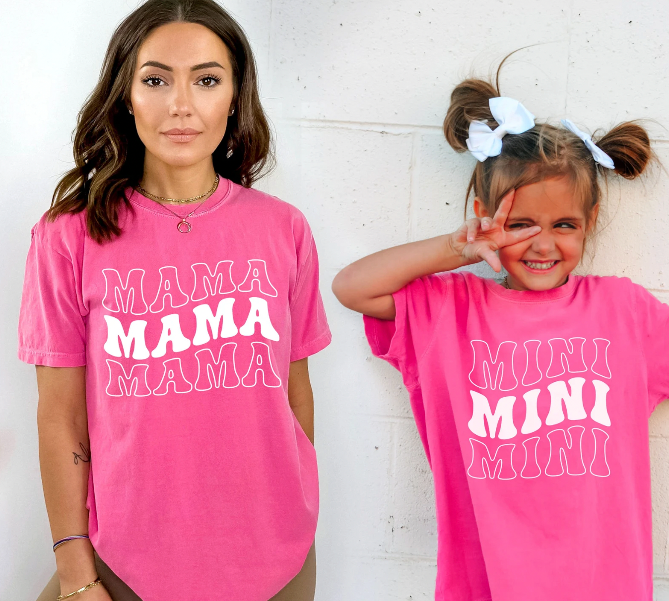 Pink Mommy and Mini Matching Shirts for Mommy and Daughter