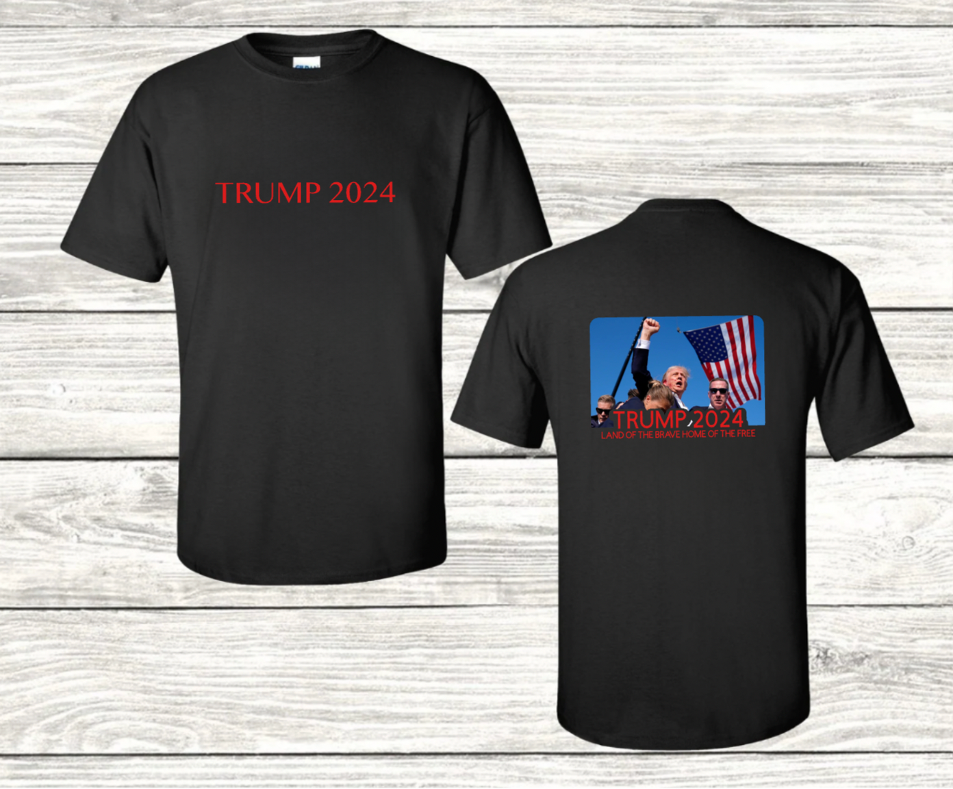 Trump 2024 Land of the Brave Home of the Brave Black T-Shirt