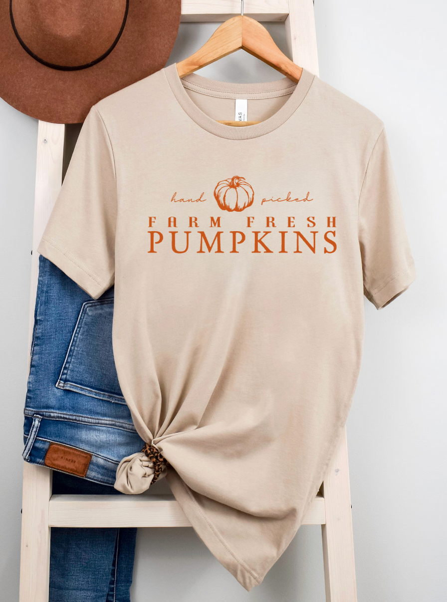 Hand Picked Farm Fresh Pumpkins Fall Cream Shirt