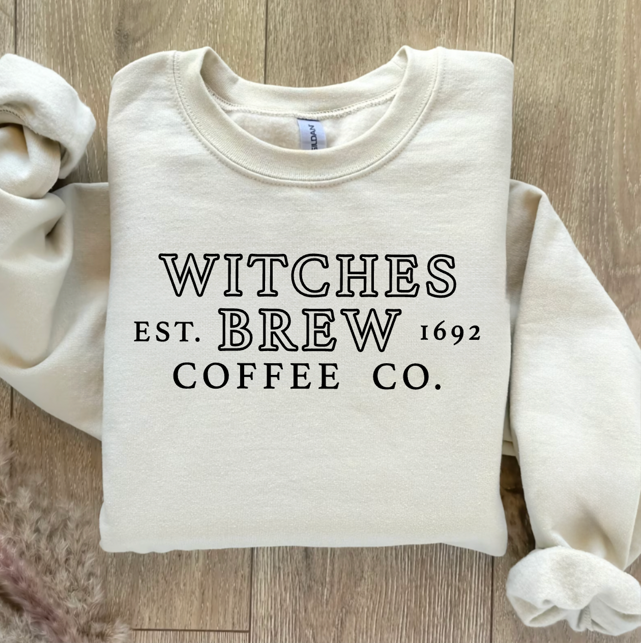 Witches Brew Coffee Co Halloween Tan Crewneck
