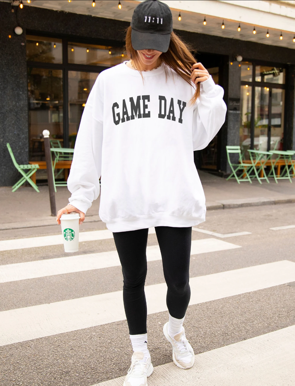 Comfy Game Day White and Black Crewneck