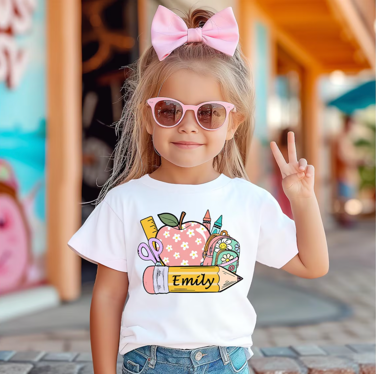 Personalized Back to School White Shirt for Girls