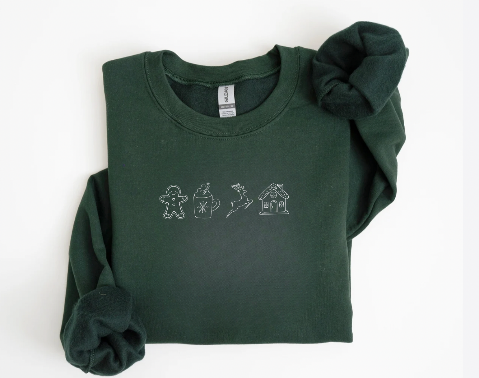 Dark Green Christmas Embellishment Crewneck