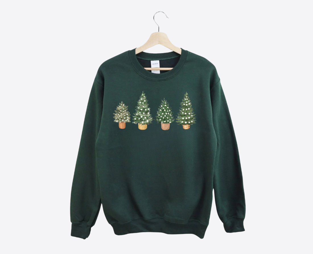 Green Lighted Christmas Tree Crewneck