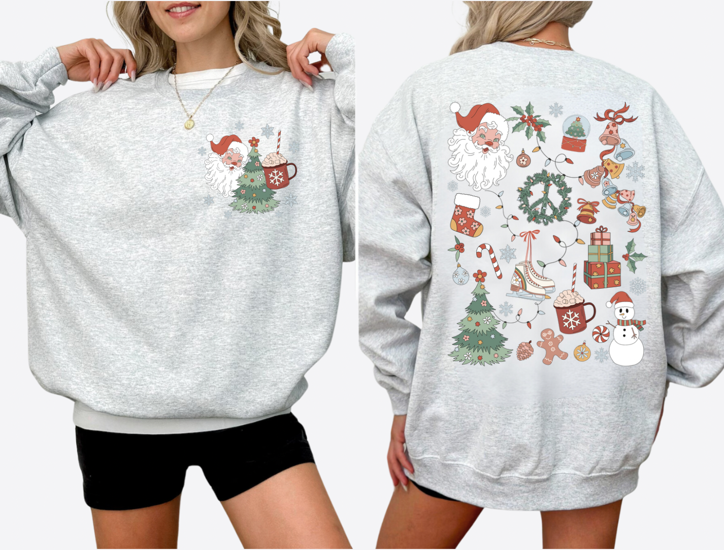 Retro Christmas Light Grey Crewneck