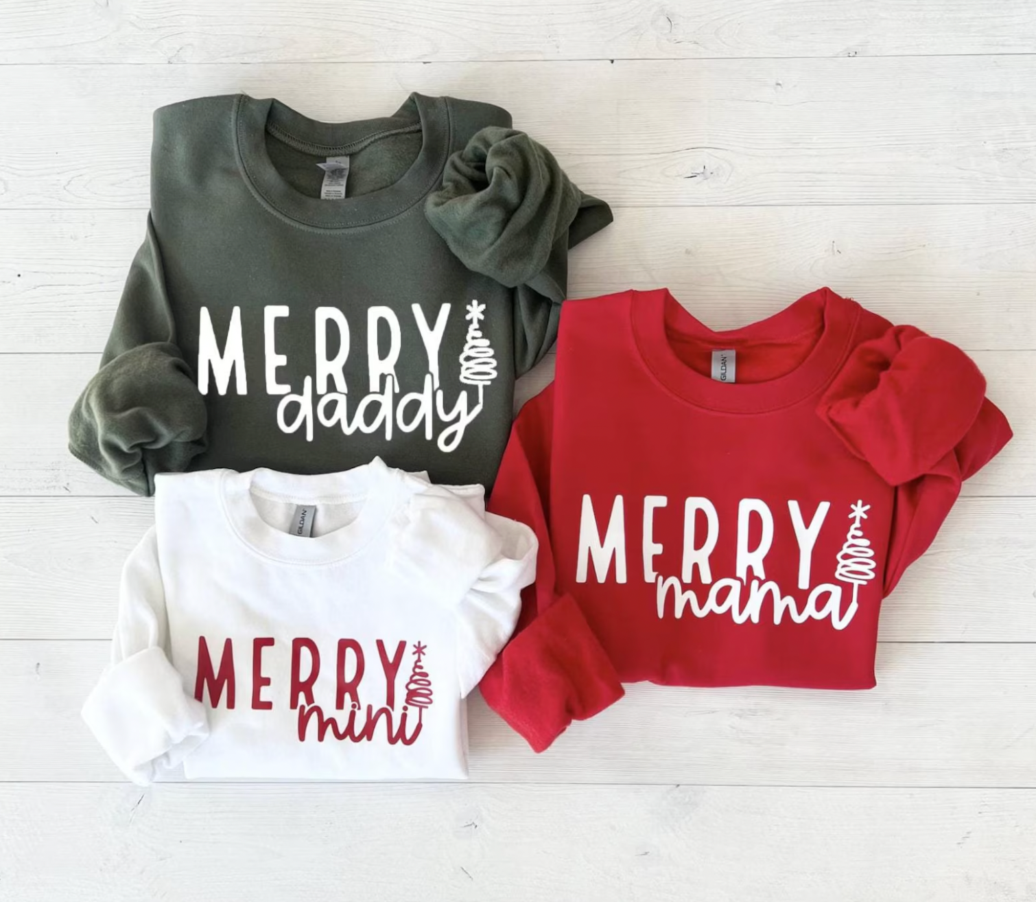 Merry Mama Merry Daddy Merry Mini Matching Crewnecks