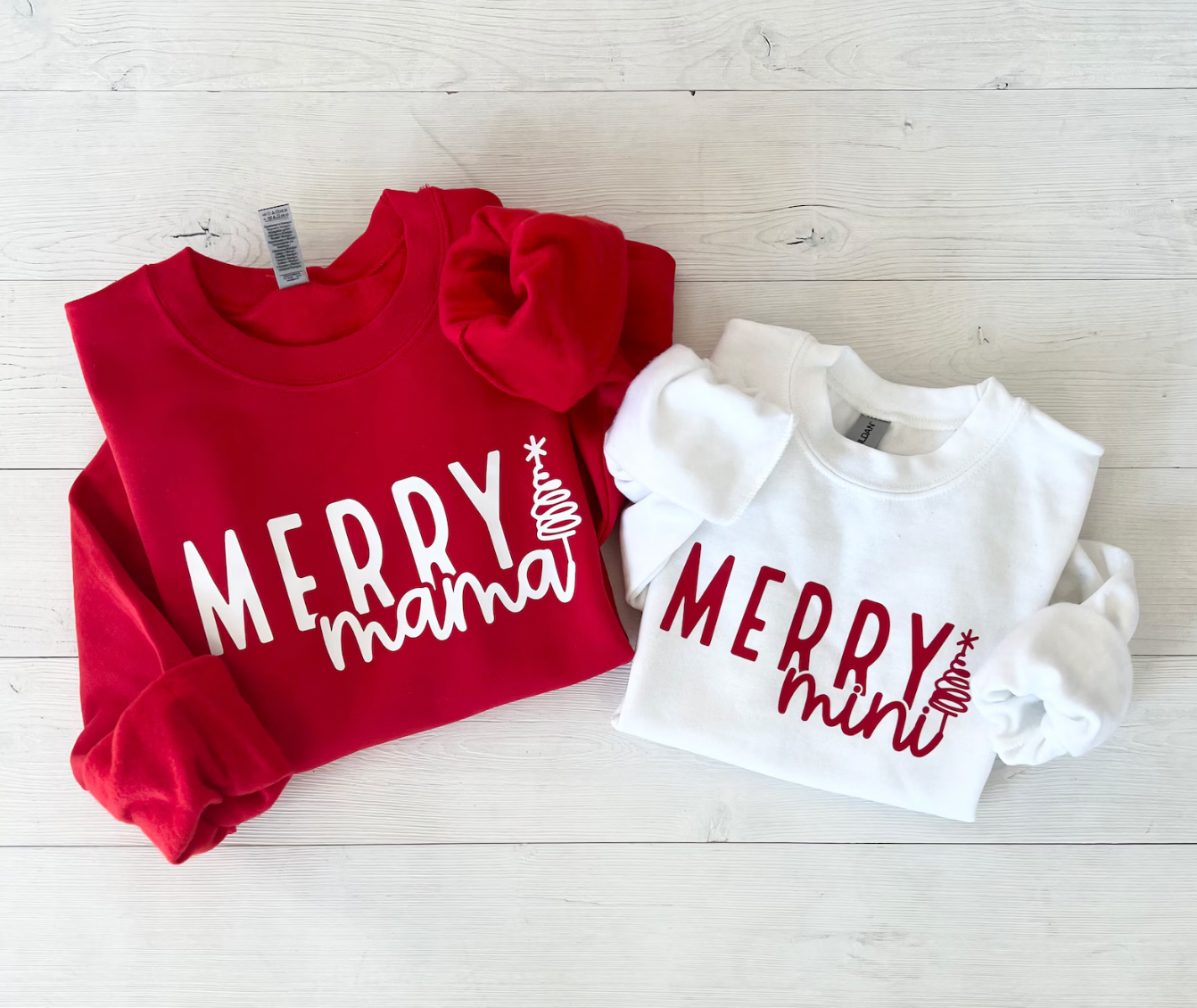 Merry Mama and Merry Mini Matching Crewnecks