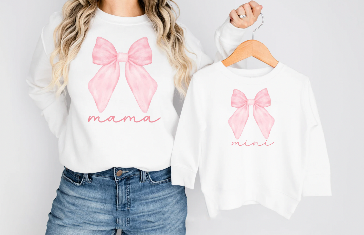 Mama and Me Valentine's Day Bow Matching Crewnecks
